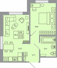 Квартира 31,3 м², 1-комнатная - изображение 1