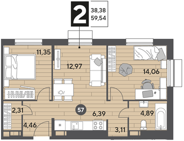 49,2 м², 3-комнатная квартира 9 200 000 ₽ - изображение 88