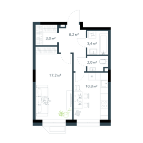Квартира 42,6 м², 1-комнатная - изображение 1