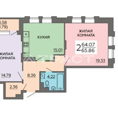 Квартира 65,9 м², 2-комнатная - изображение 3