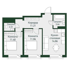 Квартира 55,3 м², 2-комнатная - изображение 1