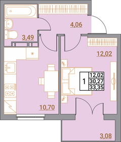 Квартира 33,4 м², 1-комнатная - изображение 1