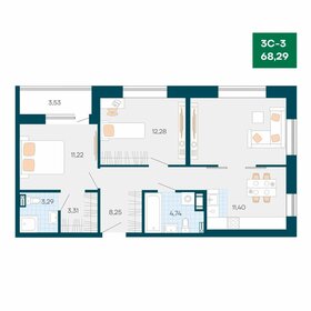 Квартира 70,1 м², 3-комнатная - изображение 1