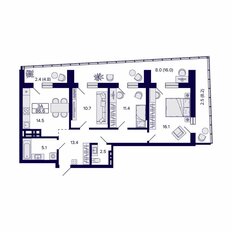 Квартира 86,6 м², 3-комнатная - изображение 2