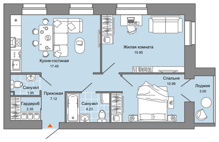 65 м², 3-комнатная квартира 5 499 000 ₽ - изображение 55