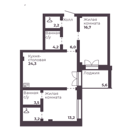 74,1 м², 2-комнатная квартира 9 559 640 ₽ - изображение 27