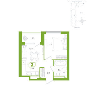 Квартира 35,1 м², 2-комнатная - изображение 1