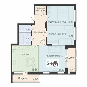 Квартира 76,2 м², 3-комнатная - изображение 1