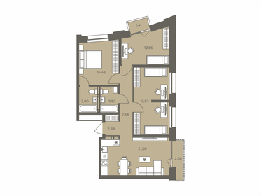 Квартира 86,7 м², 3-комнатная - изображение 1