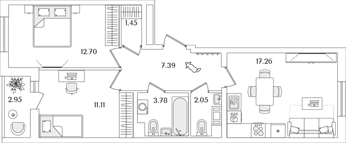 57,2 м², 2-комнатная квартира 13 827 881 ₽ - изображение 29