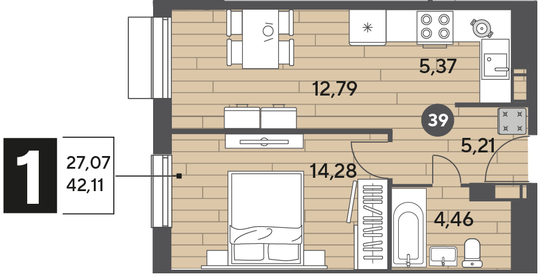 43,2 м², 1-комнатная квартира 6 200 000 ₽ - изображение 21