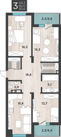 Квартира 90,6 м², 3-комнатная - изображение 1