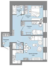 Квартира 58 м², 2-комнатная - изображение 1