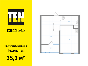 Квартира 35,3 м², 1-комнатная - изображение 1