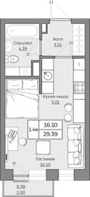 Квартира 29,4 м², 1-комнатная - изображение 1