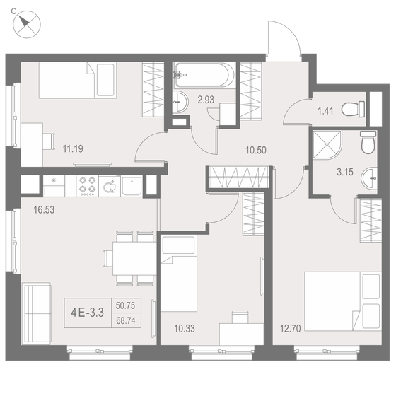 68,7 м², 3-комнатные апартаменты 10 070 685 ₽ - изображение 50
