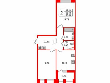 61,4 м², 2-комнатная квартира 20 722 500 ₽ - изображение 50