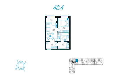 56,3 м², 1-комнатная квартира 7 547 214 ₽ - изображение 27