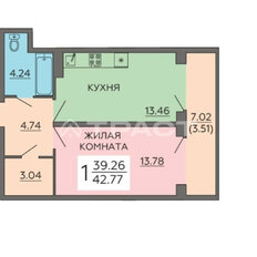 Квартира 42,8 м², 1-комнатная - изображение 3