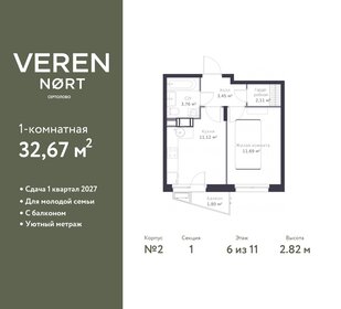 32,7 м², 1-комнатная квартира 4 748 036 ₽ - изображение 12