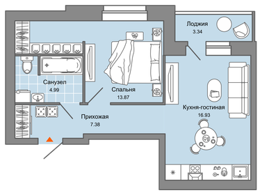 43 м², 2-комнатная квартира 6 863 497 ₽ - изображение 26