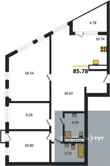 85,8 м², 3-комнатная квартира 12 889 213 ₽ - изображение 1