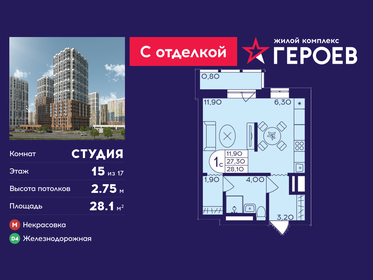 Квартира 28,1 м², студия - изображение 1