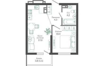 36,9 м², 1-комнатная квартира 14 800 590 ₽ - изображение 19