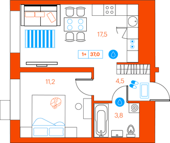 37,4 м², 1-комнатная квартира 5 299 000 ₽ - изображение 90