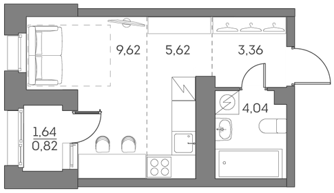 Квартира 23,5 м², студия - изображение 1