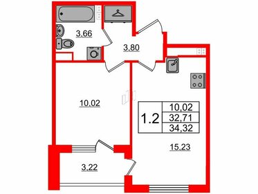 32,1 м², 1-комнатная квартира 3 800 000 ₽ - изображение 21