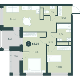 64 м², 2-комнатная квартира 6 500 000 ₽ - изображение 51