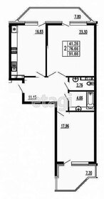 Квартира 91,7 м², 2-комнатная - изображение 1