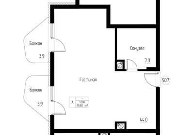 58 м², 1-комнатная квартира 23 000 000 ₽ - изображение 84