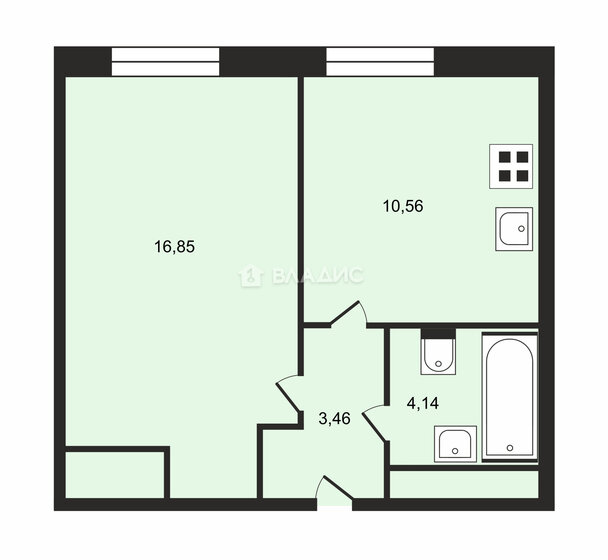 35,4 м², 1-комнатная квартира 13 890 000 ₽ - изображение 1