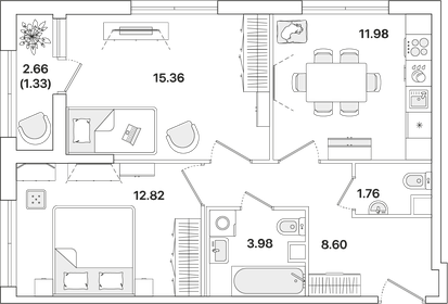 55,2 м², 2-комнатная квартира 12 094 401 ₽ - изображение 18