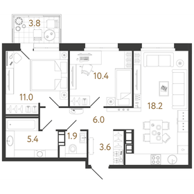 56,5 м², 2-комнатная квартира 19 496 296 ₽ - изображение 19