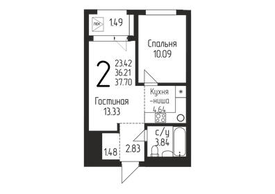 52,6 м², 2-комнатная квартира 5 100 000 ₽ - изображение 82