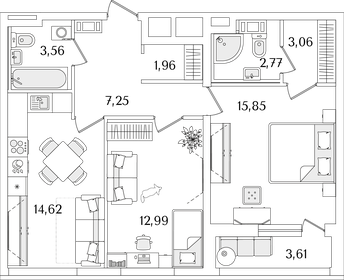 62,1 м², 2-комнатная квартира 17 206 922 ₽ - изображение 71