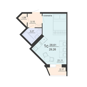 Квартира 29,3 м², 1-комнатная - изображение 1