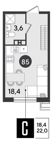 22 м², квартира-студия 4 382 400 ₽ - изображение 24