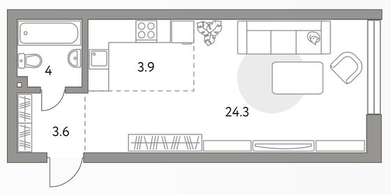 Квартира 35,4 м², студия - изображение 1