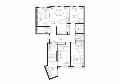 Квартира 119,6 м², 3-комнатная - изображение 1