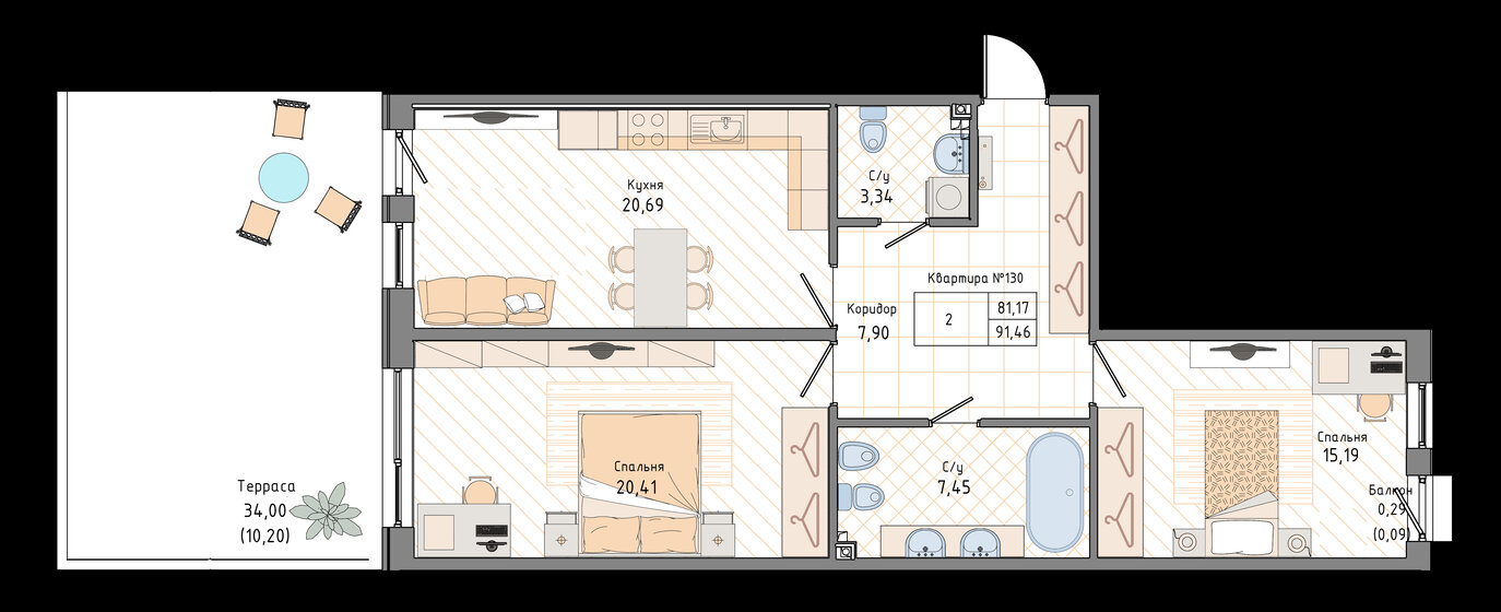 98,3 м², 2-комнатная квартира 39 320 000 ₽ - изображение 60