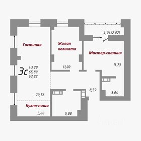 Квартира 67,8 м², 3-комнатная - изображение 1