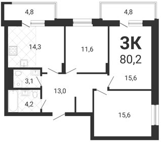 Квартира 80,2 м², 3-комнатная - изображение 1