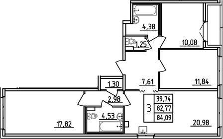 83 м², 3-комнатная квартира 10 500 000 ₽ - изображение 71