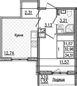 Квартира 34,5 м², 1-комнатная - изображение 1