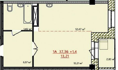 37,1 м², 1-комнатная квартира 5 600 000 ₽ - изображение 78