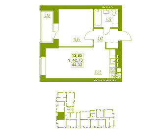 Квартира 44,3 м², 1-комнатная - изображение 1